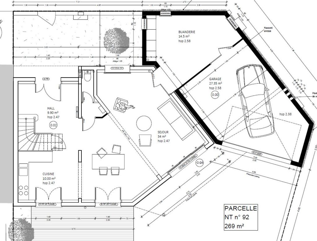 plan d'architecte maison projet extension